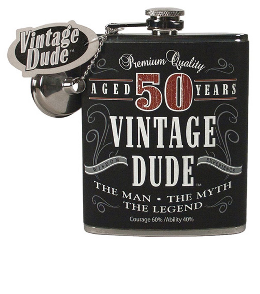 Vintage Dude Aged 50 Years Flask