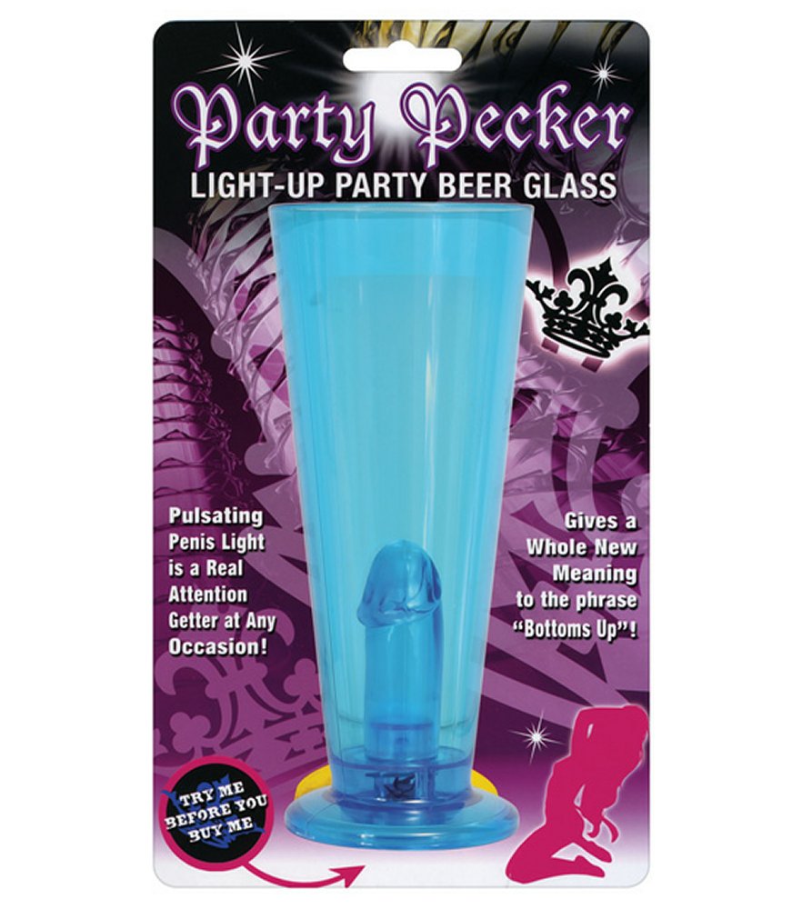 Party Pecker Blue Light Up Beer Glass