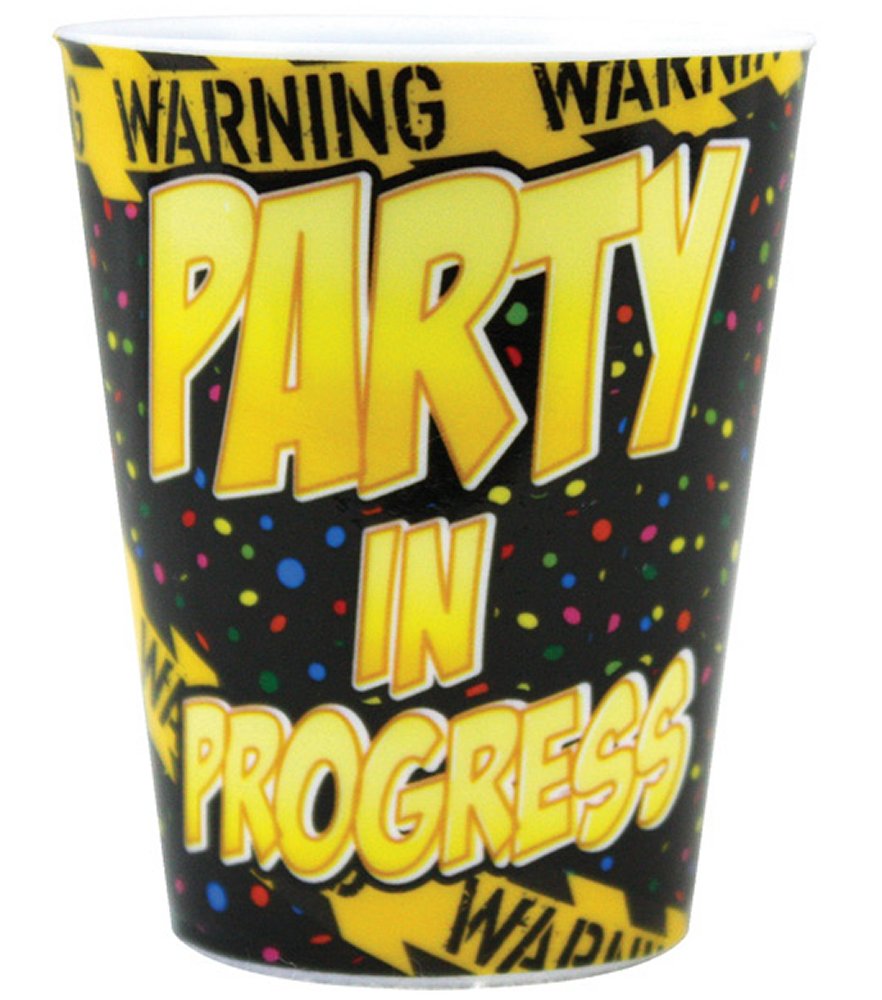 Warning Party In Progress Plastic Shot Glass