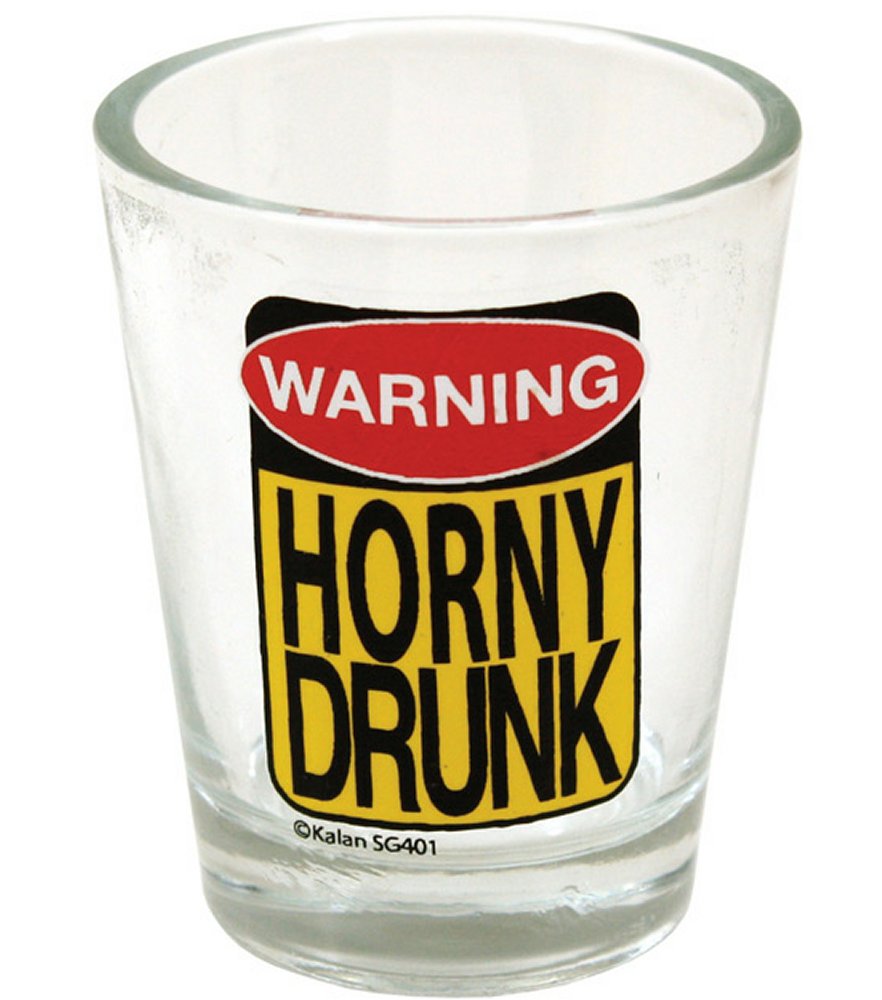 Warning Horny Drunk Shot Glass