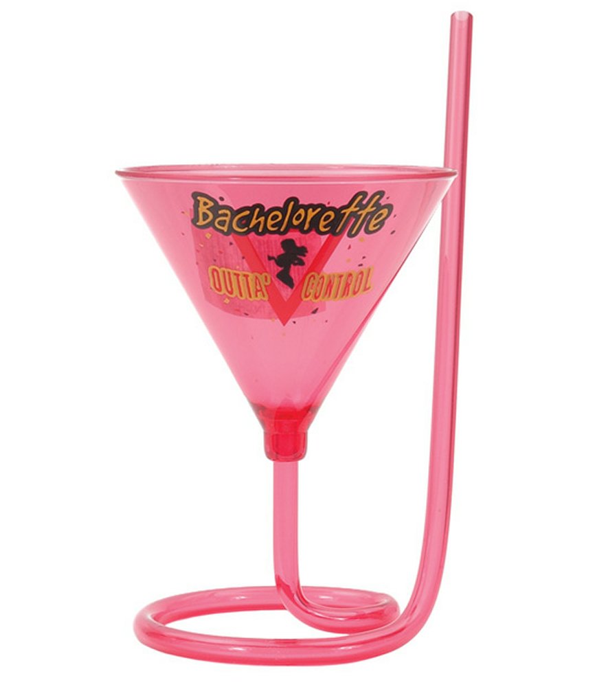 Bachelorette Party Outta Control Martini Glass with Straw