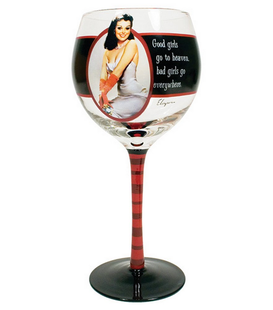 Vintage Vixen Good girls go to Heaven... Wine Glass