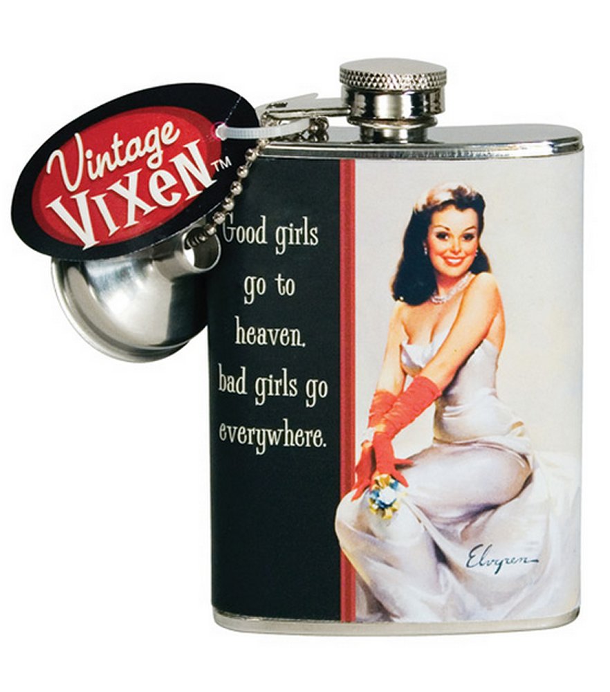 Vintage Vixen Good Girls Go to Heaven Flask