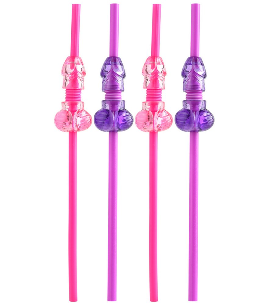 Pink & Purple Bendable Dicky Straws