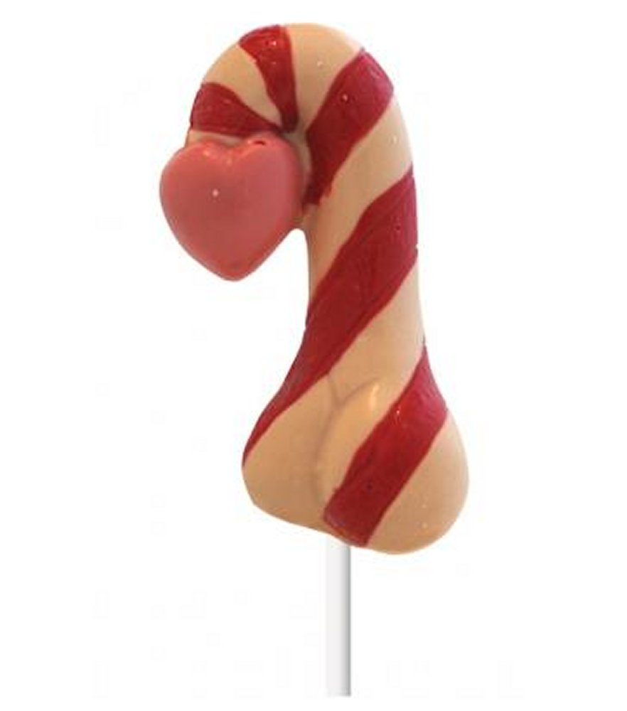 White Chocolate Candy Cane Penis on a Stick