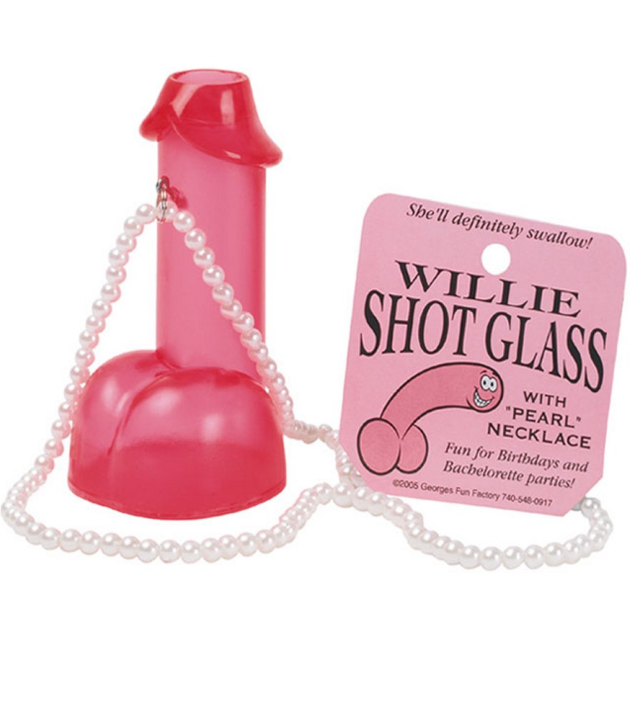 Willie Shot Glass with Pearl Necklace